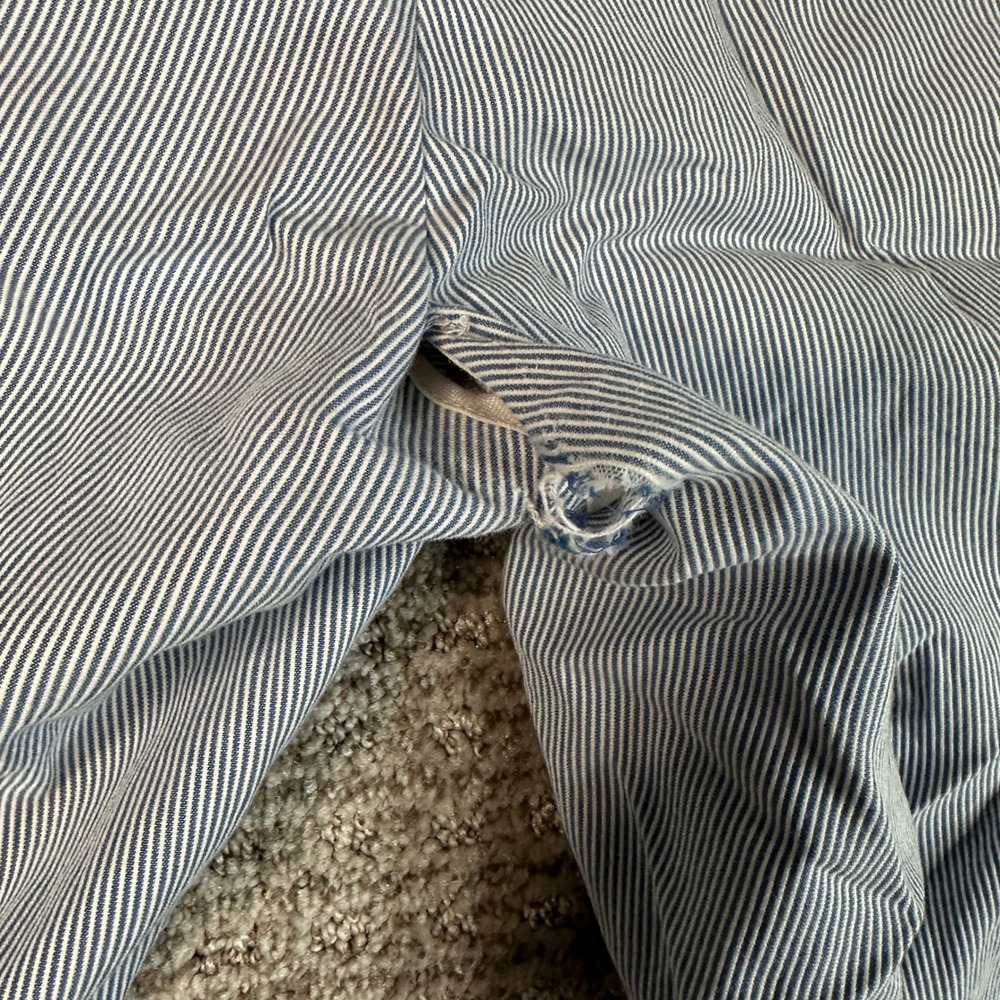 Polo Ralph Lauren Men Blue White Seersucker Striped Chino Pants 34x30 (Fits 28) - Picture 7 of 8